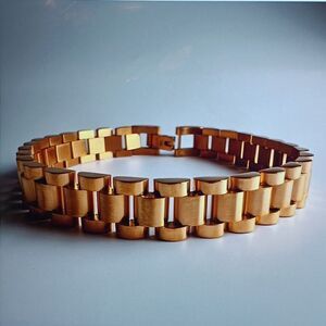 NEW Stainless Steel‎ Band Bracelet Goldtone 7"